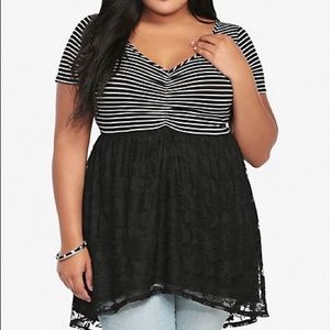 Torrid Babydoll top stripes and lace